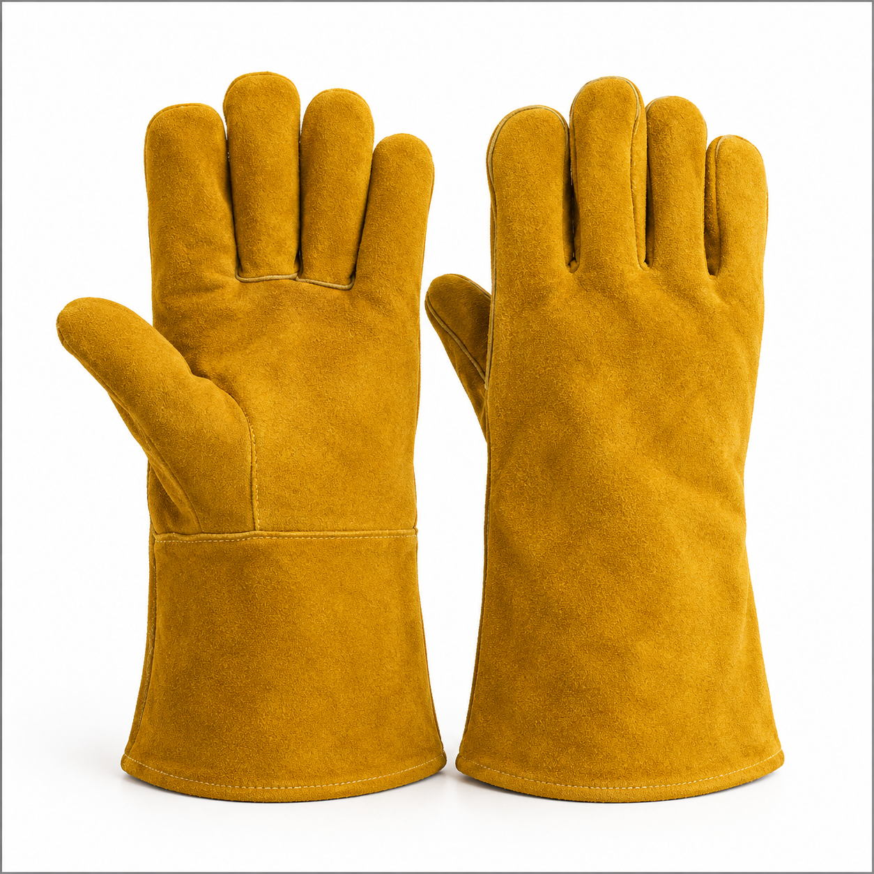 Leather hand gloves for heat Protection